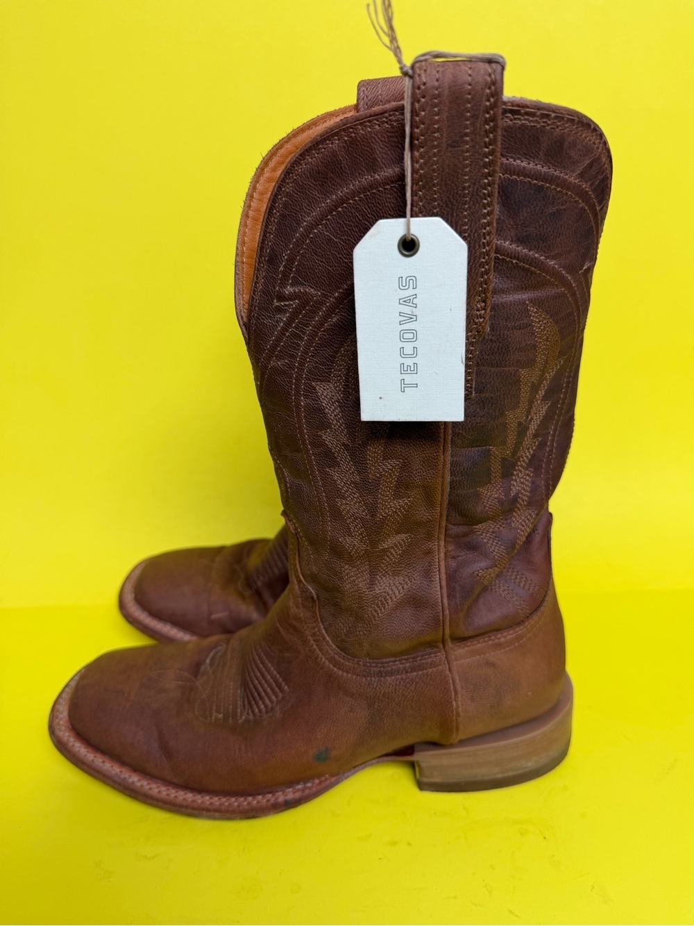 Tecovas Men's The Doc Goat Scotch Brown Square Toe Western Boots SIZE 8D